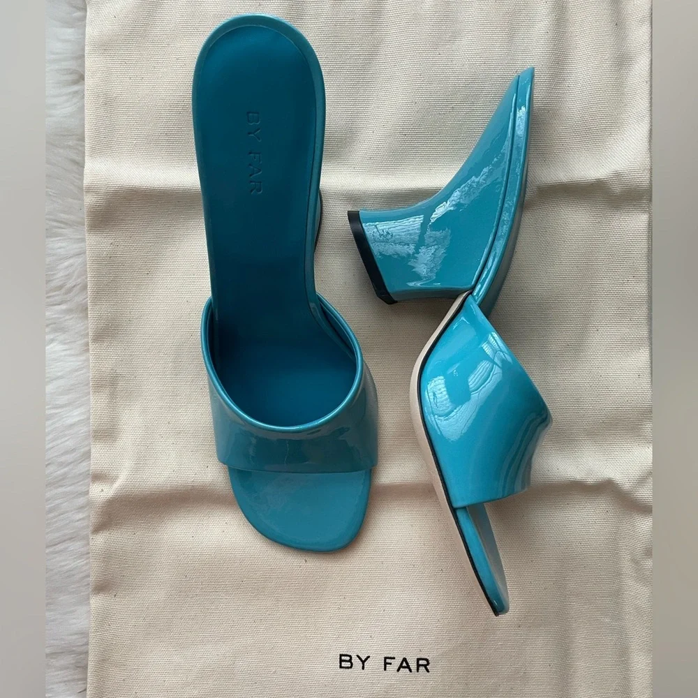 New! BY FAR Blue Heels - Picture 1 of 9